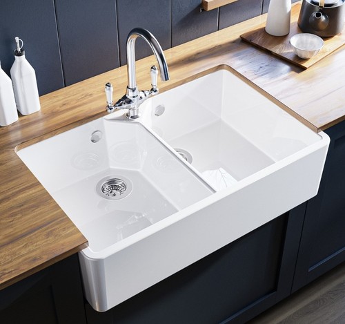 Double bowl undermount white - double,